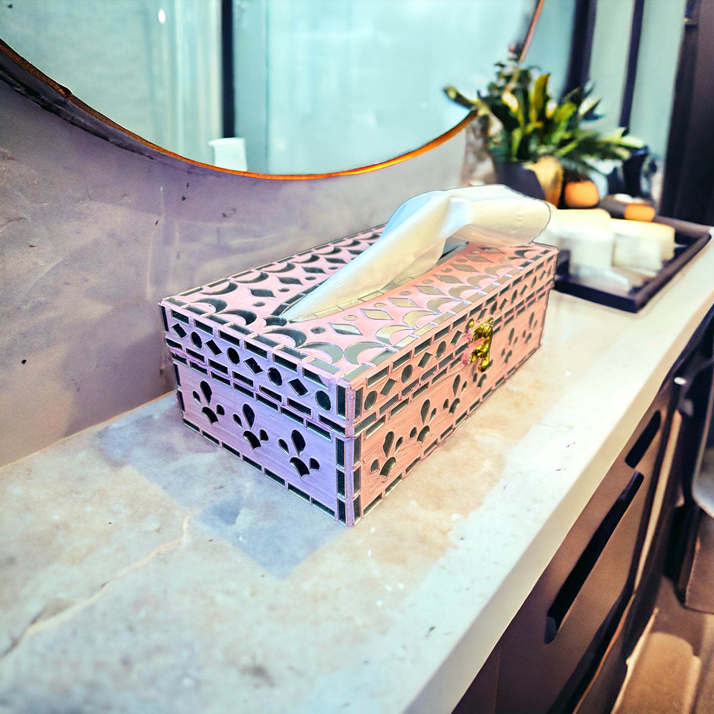 Pink tissue paper box.