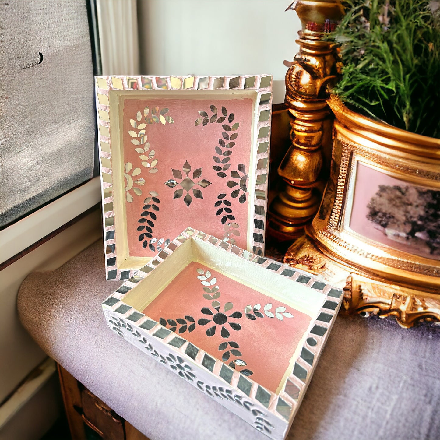 Pink rectangle tray