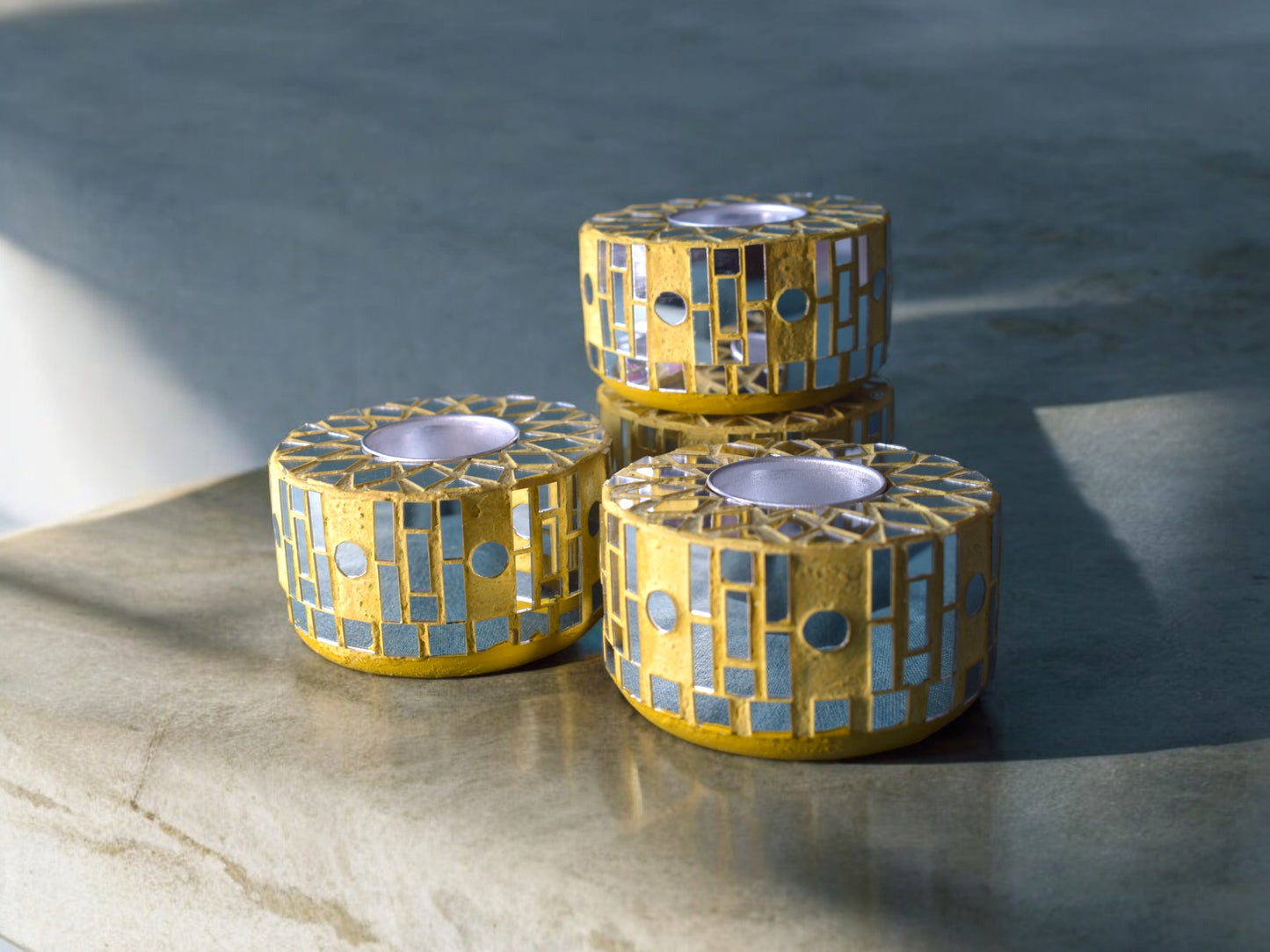 Jiya tea light candle holder yellow
