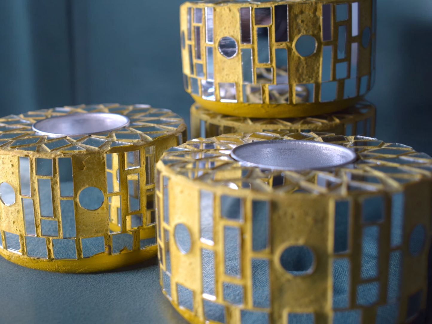 Jiya tea light candle holder yellow