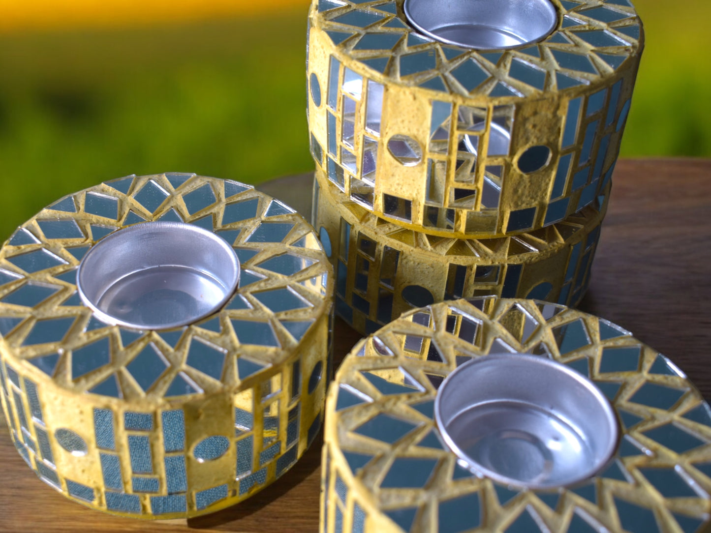 Jiya tea light candle holder yellow