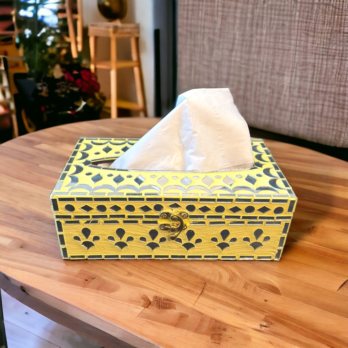 Yellow tissue paper box