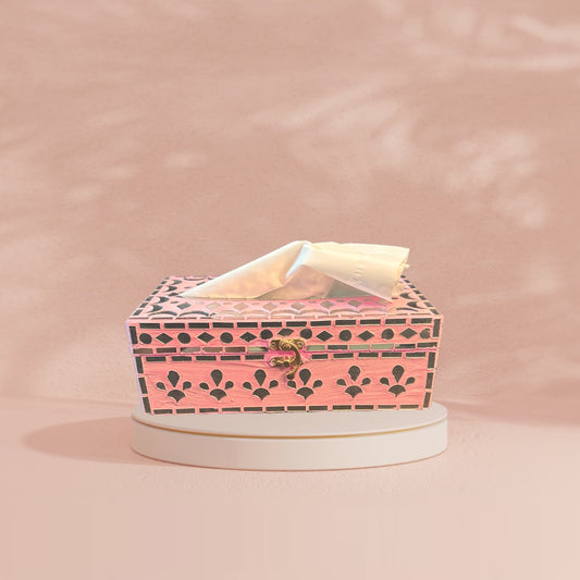 Pink tissue paper box.