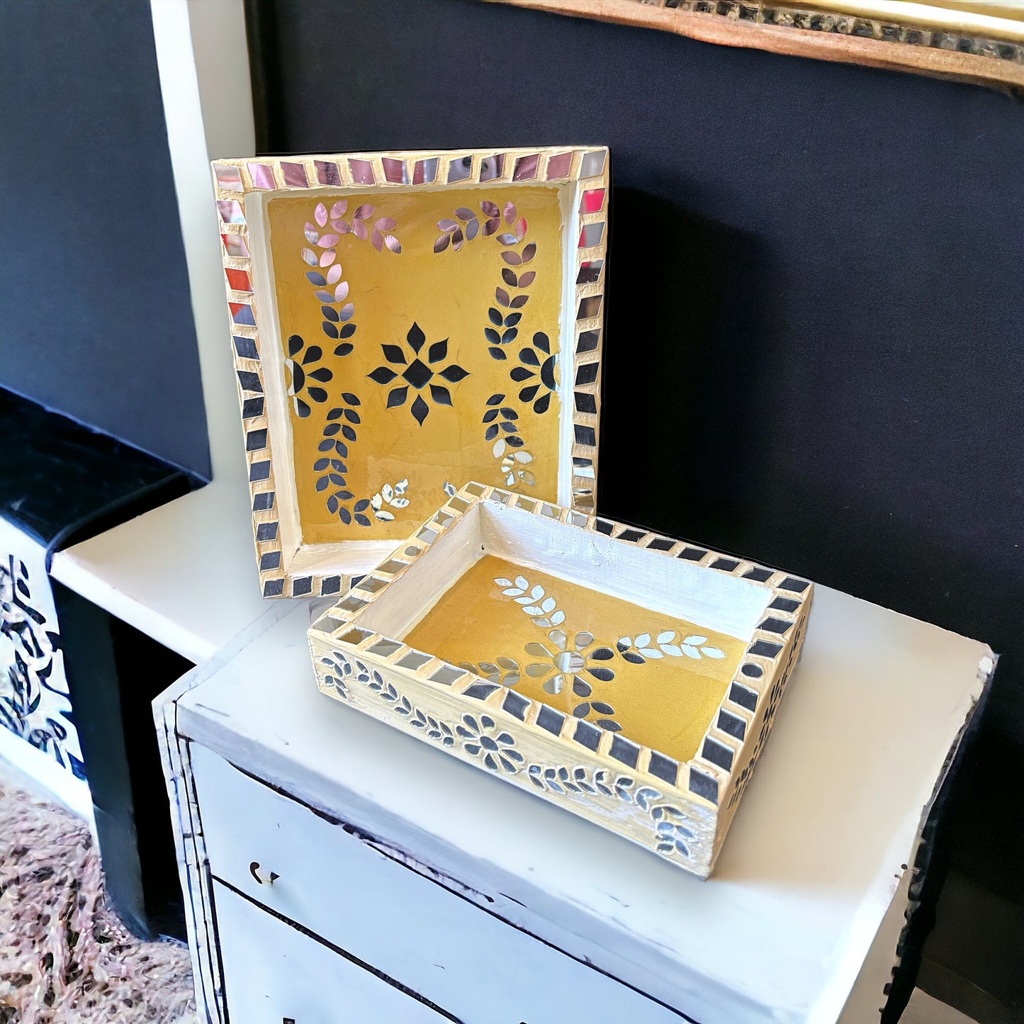 Beige rectangle tray