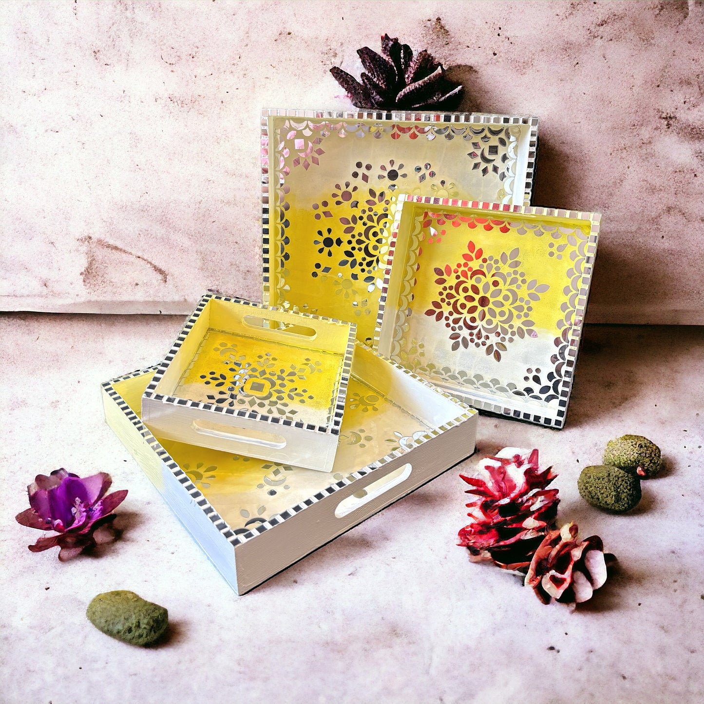 Yellow ombre square Tray