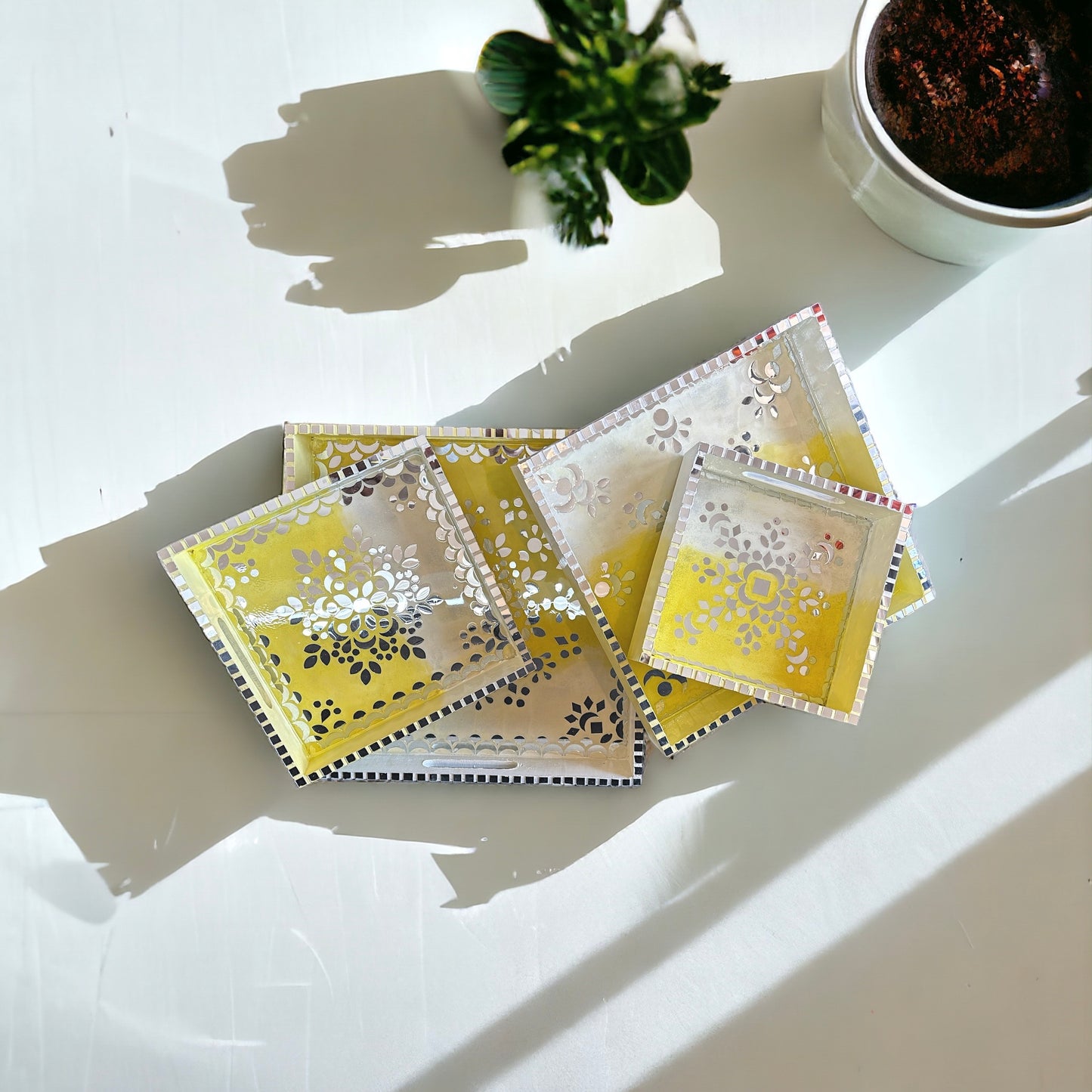 Yellow ombre square Tray