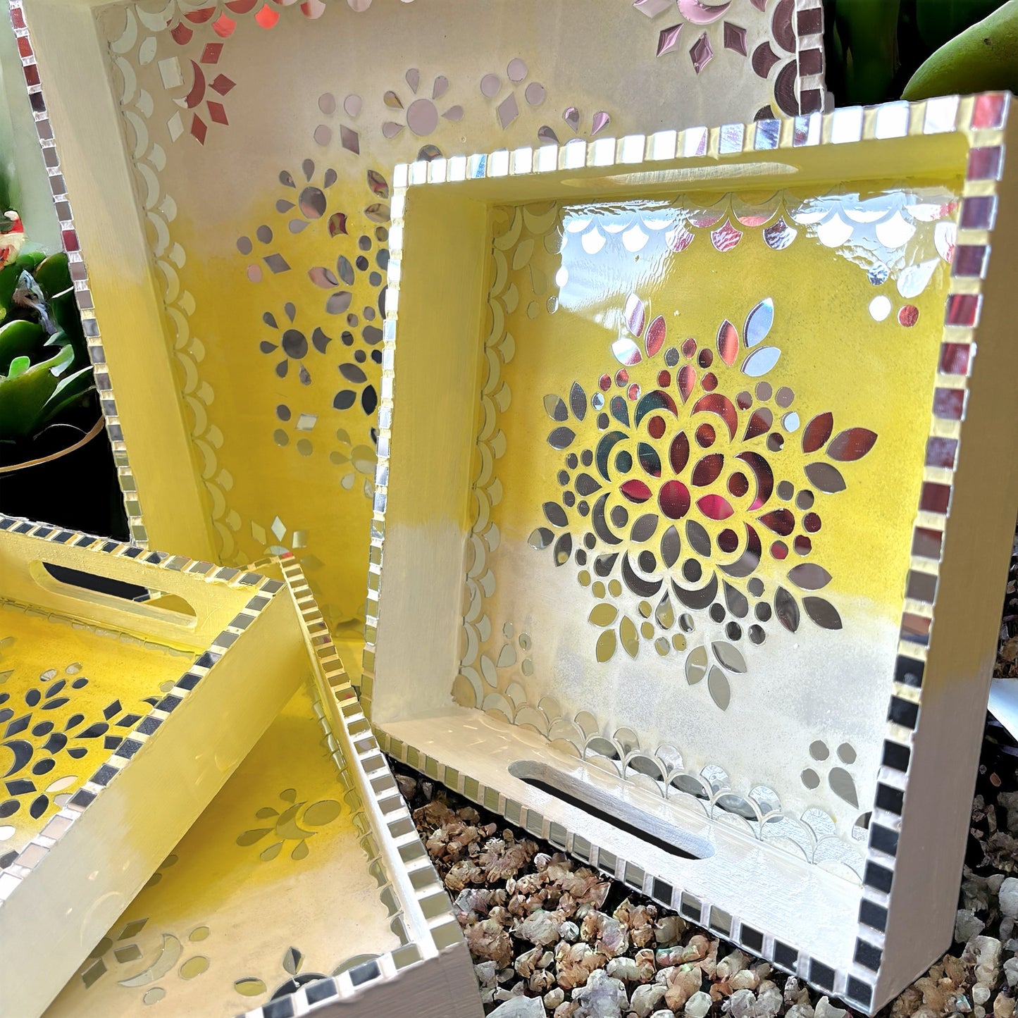 Yellow ombre square Tray