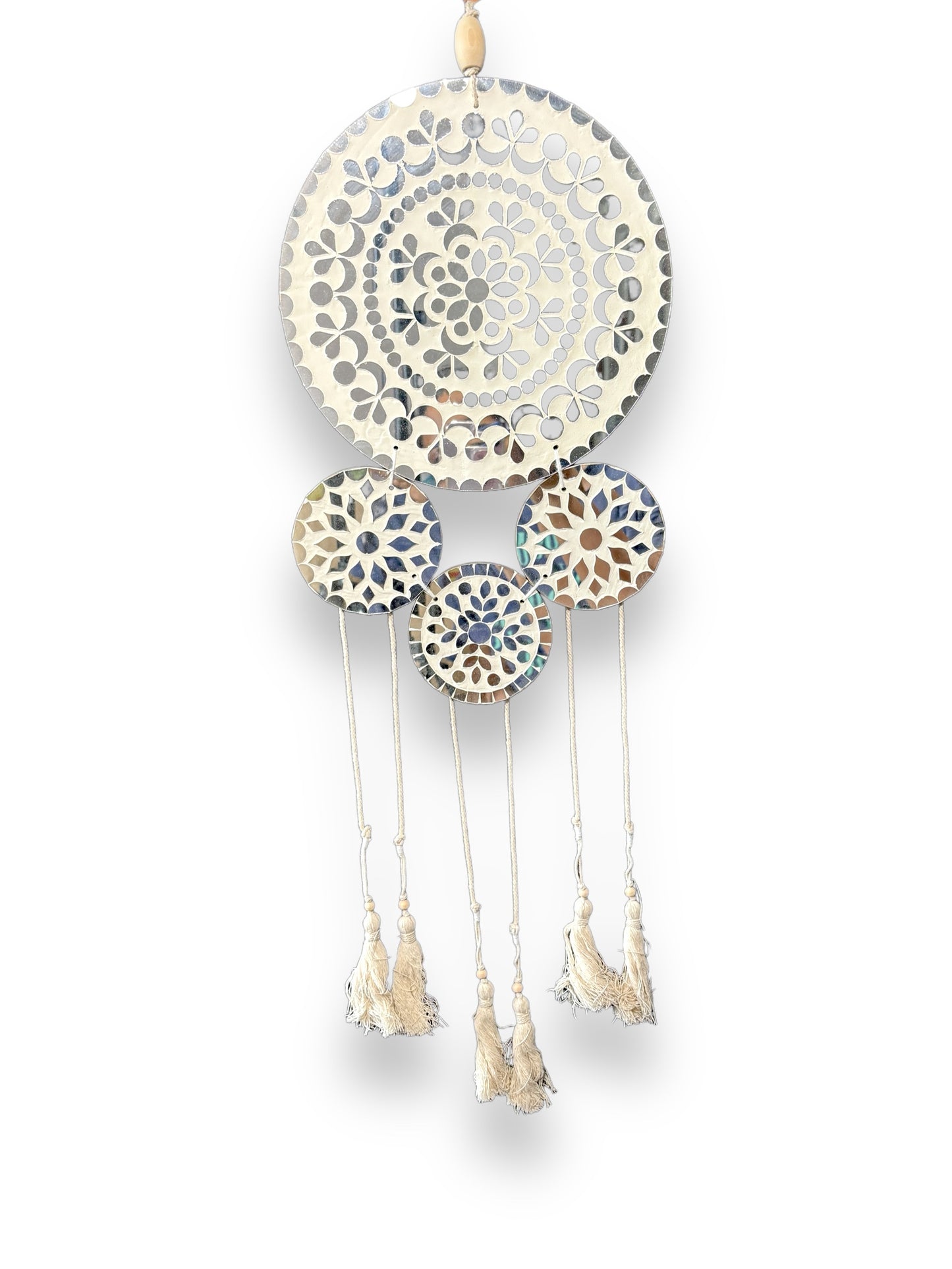 white dreamcatcher wall hanging