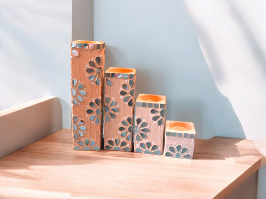 Peach ombre tea lightcandle holder set